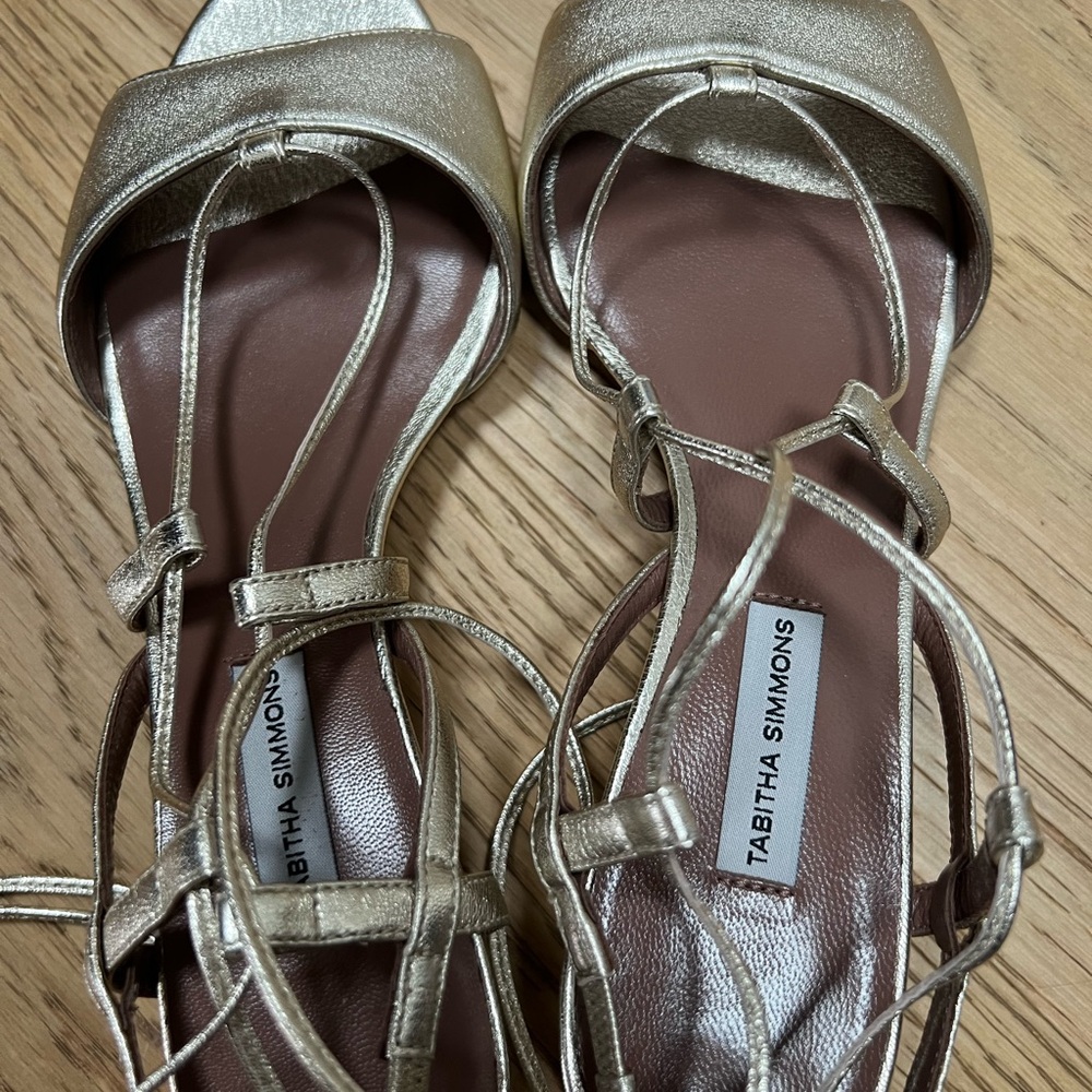 Tabitha Simmons Gold Strappy Sandals